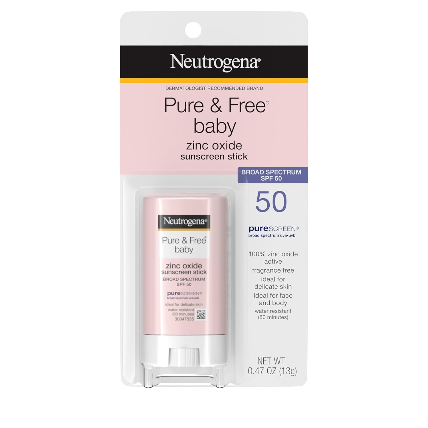 Neutrogena Pure & Free Baby Zinc Oxide Sunscreen Stick-13g