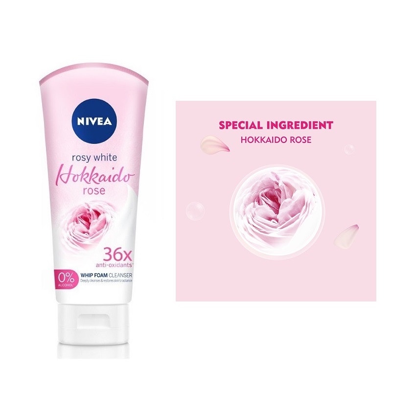 Nivea Rosy Bright Hokkaido Rose 36X Anti Oxidant Whip Foam Cleanser-100ml thumbnail 3