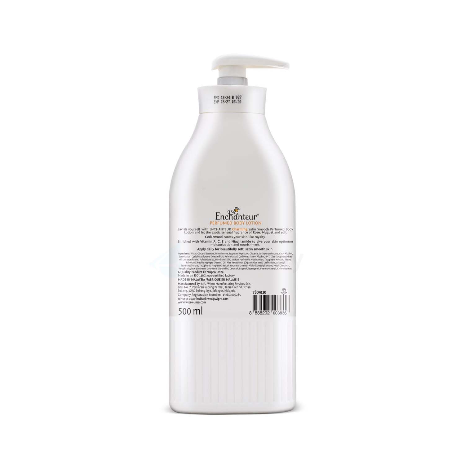 Enchanteur Lotion Charming Satin Smooth Perfumed with Vitamin A, C, E & Niacinamide-500ml