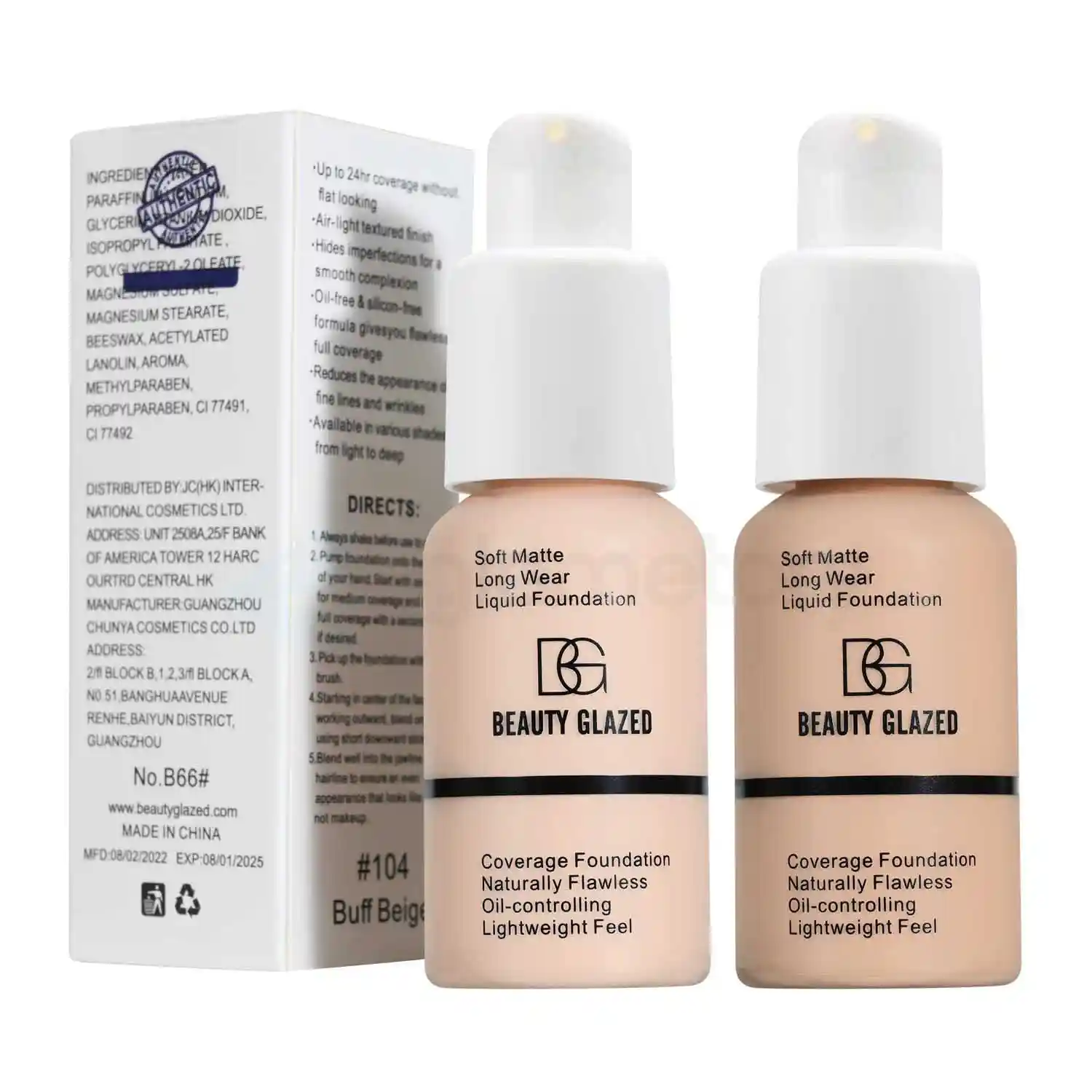 Beauty Glazed Soft Matte Liquid Foundation-Buff Beige 104
