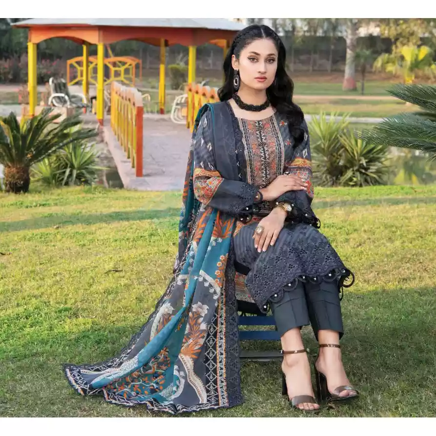 Pakistani Luxury Printed Embroidered Lawn with Jacquard Voil Dupatta-1020