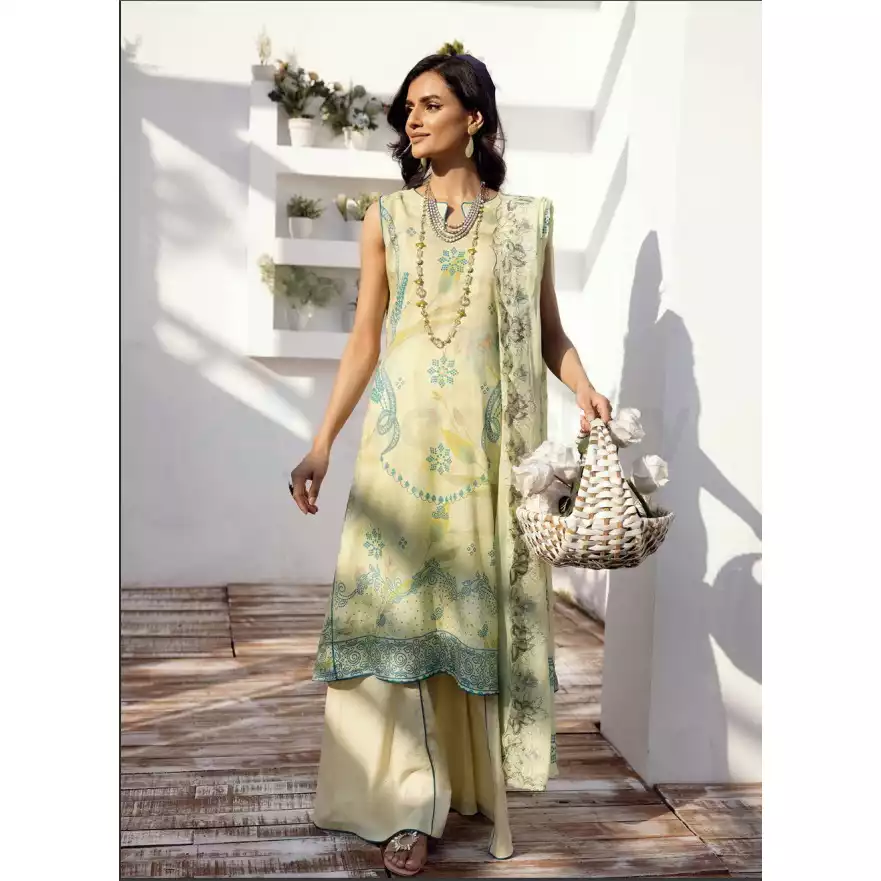 Pakistani Luxury Printed Lawn with Embroidered Chiffon Dupatta-10123