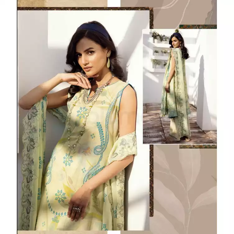 Pakistani Luxury Printed Lawn with Embroidered Chiffon Dupatta-10123
