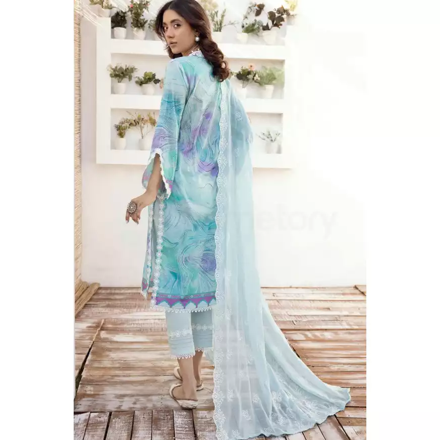 Pakistani Luxury Printed Lawn with Embroidered Chiffon Dupatta-10125
