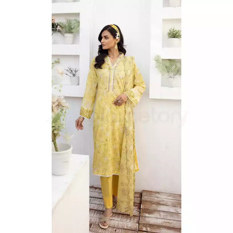 Pakistani Luxury Printed Lawn with Embroidered Chiffon Dupatta-10126