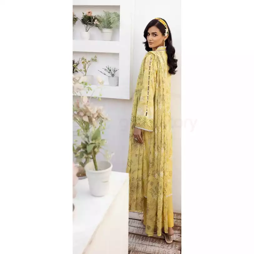 Pakistani Luxury Printed Lawn with Embroidered Chiffon Dupatta-10126