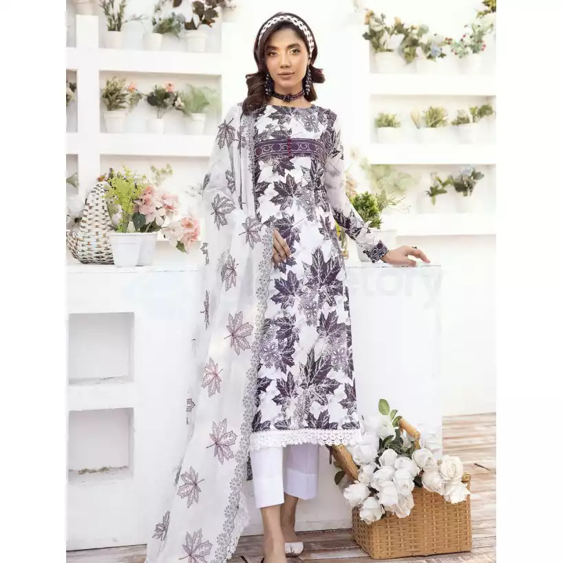 Pakistani Luxury Printed Lawn with Embroidered Chiffon Dupatta-10127