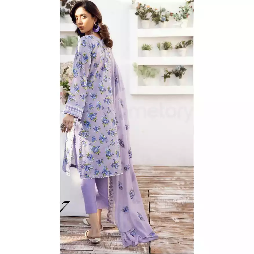 Pakistani Luxury Printed Lawn with Embroidered Chiffon Dupatta-10129