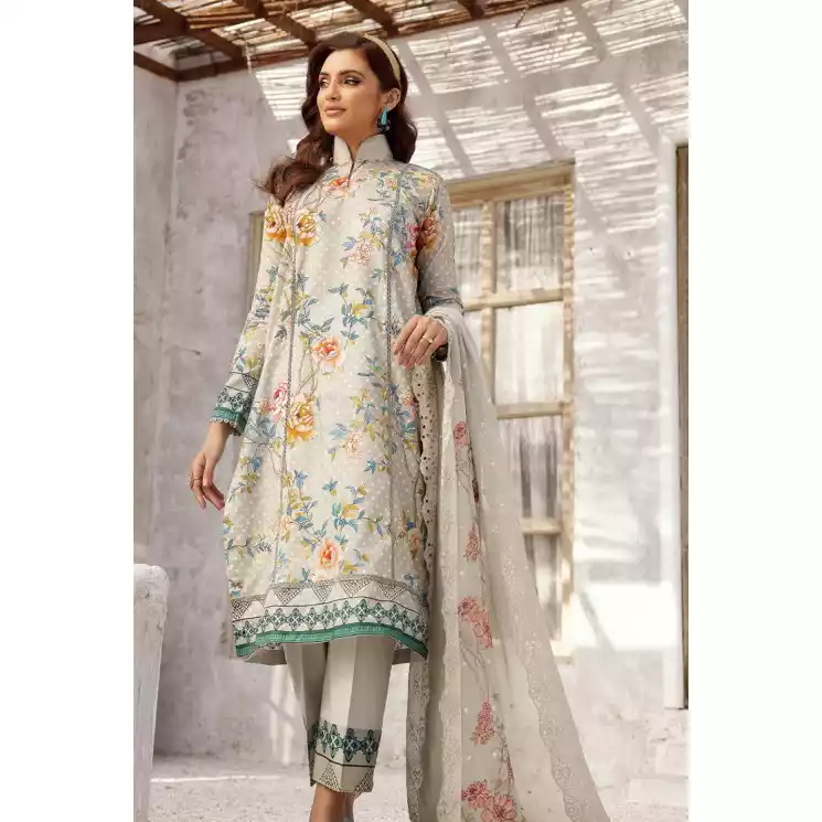 Pakistani Luxury Printed Lawn with Embroidered Chiffon Dupatta-10130