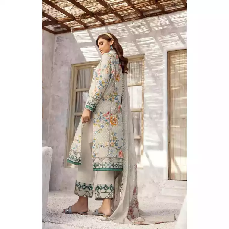 Pakistani Luxury Printed Lawn with Embroidered Chiffon Dupatta-10130