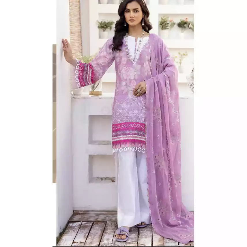 Pakistani Luxury Printed Lawn with Embroidered Chiffon Dupatta-10131