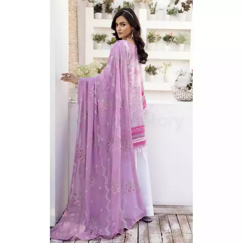 Pakistani Luxury Printed Lawn with Embroidered Chiffon Dupatta-10131