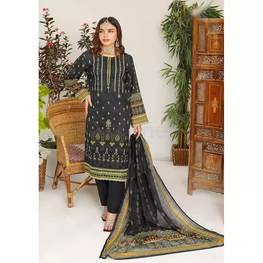 Bin Hameed Digital Printed Embroidered Cut-Work Chicken Kari Bakht Lawn with Voil Dupatta DA-7039