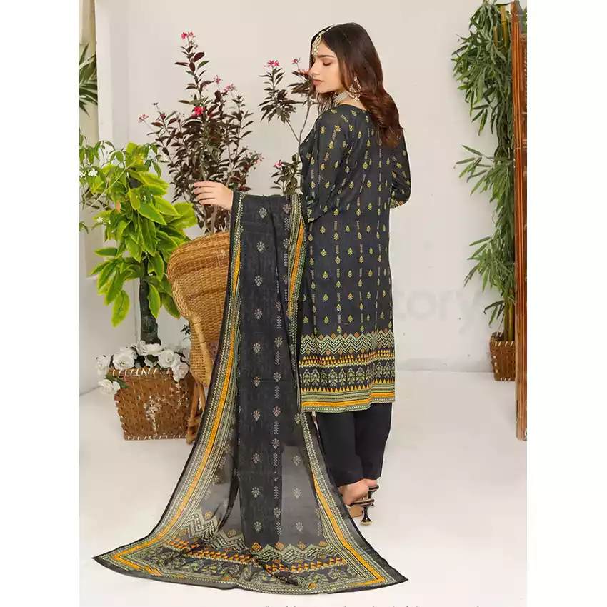 Bin Hameed Digital Printed Embroidered Cut-Work Chicken Kari Bakht Lawn with Voil Dupatta DA-7039