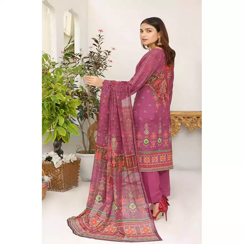 Bin Hameed Digital Printed Embroidered Cut-Work Chicken Kari Bakht Lawn with Voil Dupatta DA-7040
