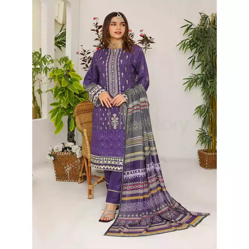 Bin Hameed Digital Printed Embroidered Cut-Work Chicken Kari Bakht Lawn with Voil Dupatta RAY-8040