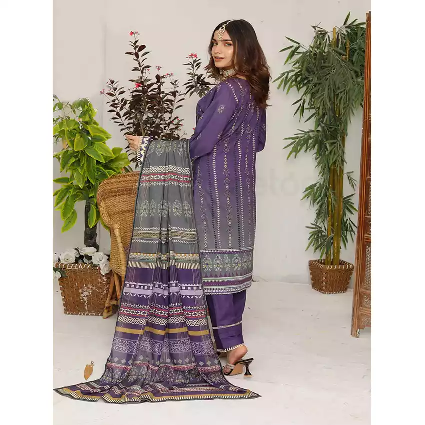 Bin Hameed Digital Printed Embroidered Cut-Work Chicken Kari Bakht Lawn with Voil Dupatta RAY-8040