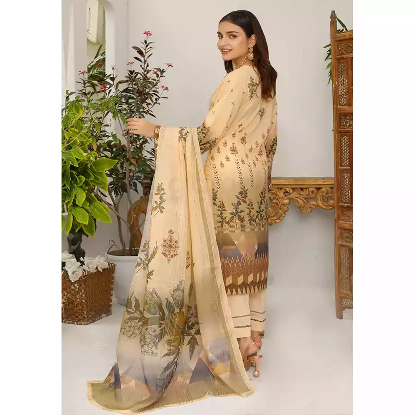 Bin Hameed Digital Printed Embroidered Cut-Work Chicken Kari Bakht Lawn with Voil Dupatta TS-8041