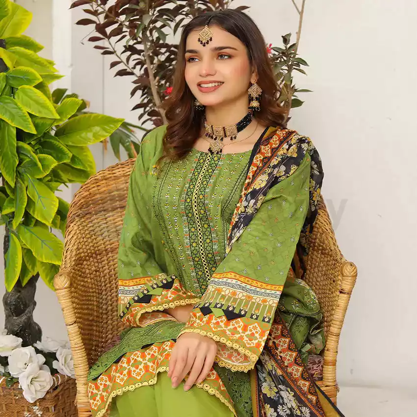 Bin Hameed Digital Printed Embroidered Cut-Work Chicken Kari Bakht Lawn with Voil Dupatta EKR-8049