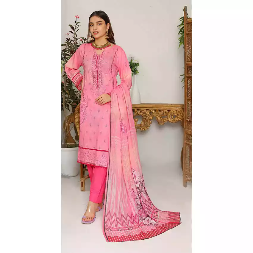 Bin Hameed Digital Printed Embroidered Cut-Work Chicken Kari Bakht Lawn with Voil Dupatta SF-8043