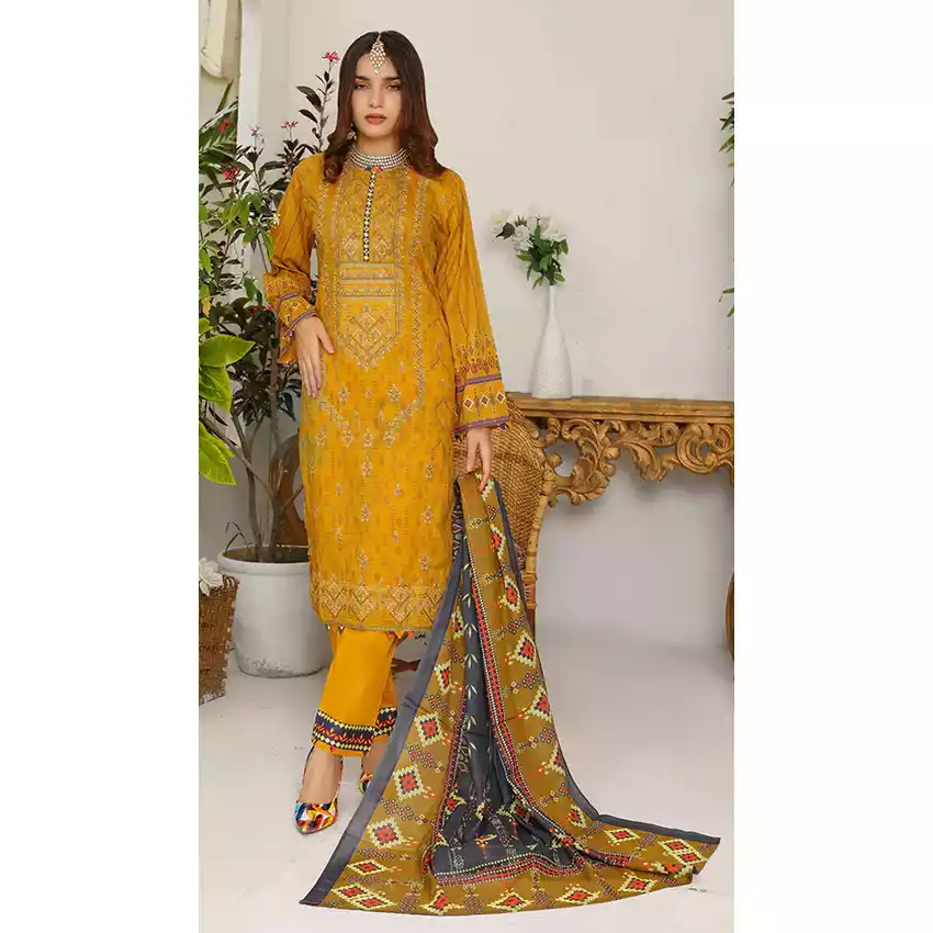 Bin Hameed Digital Printed Embroidered Cut-Work Chicken Kari Bakht Lawn with Voil Dupatta TS-804