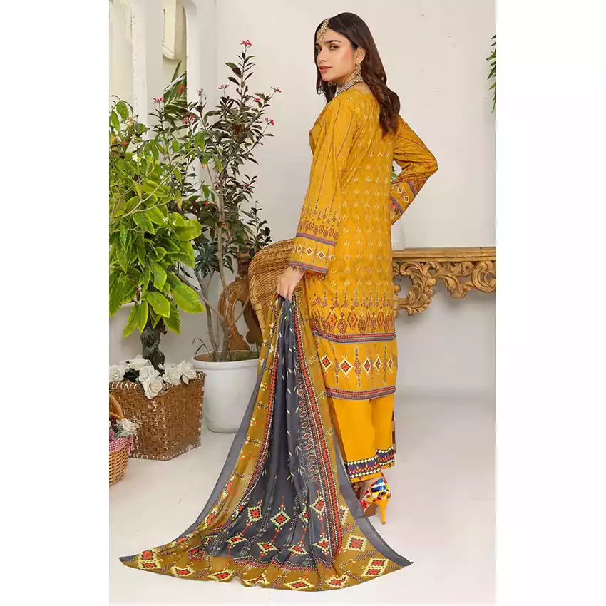Bin Hameed Digital Printed Embroidered Cut-Work Chicken Kari Bakht Lawn with Voil Dupatta TS-804
