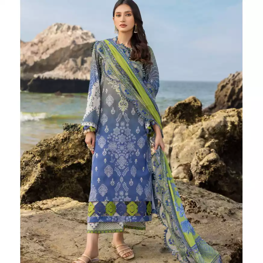 CHARIZMA Luxury Printed Lawn with Embroidered Cut-Work Chiffon Dupatta-10145