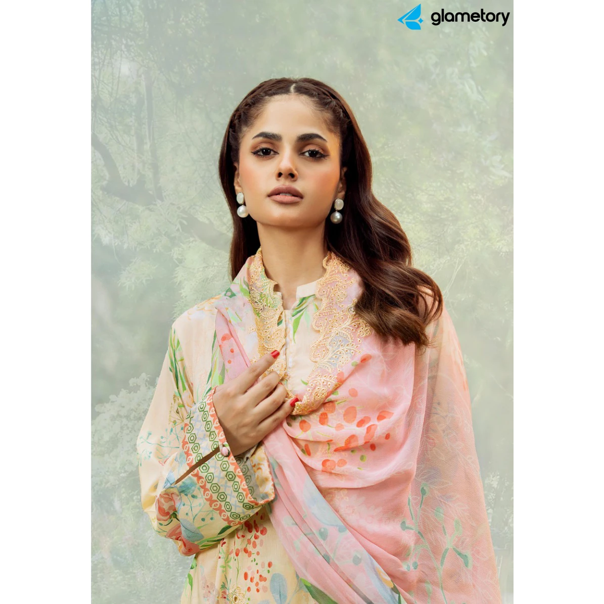 Pakistani Luxury Digital Printed Lawn with Chiffon Dupatta-25022617