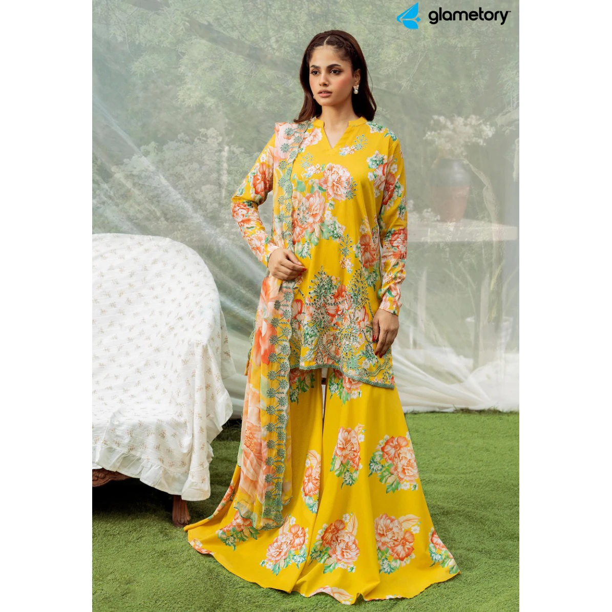 Pakistani Luxury Digital Printed Lawn with Chiffon Dupatta-25022627