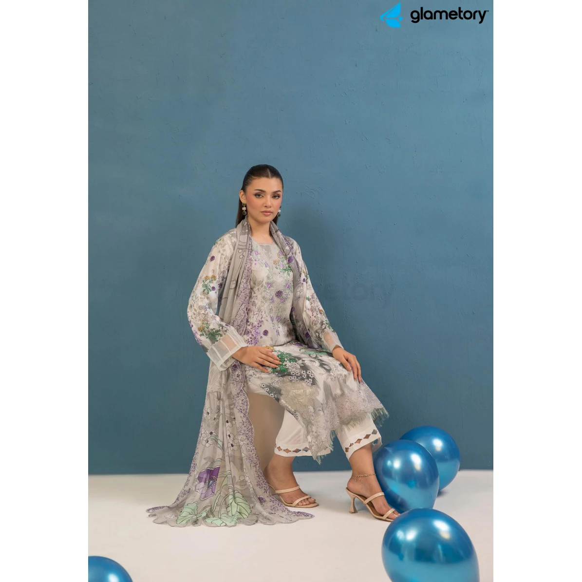 Pakistani Luxury Digital Printed Lawn with Chiffon Dupatta-25022629