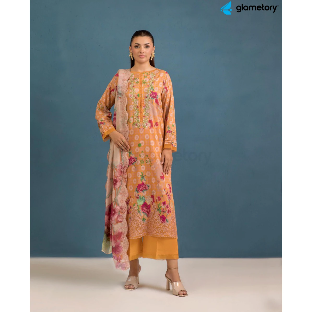 Pakistani Luxury Digital Printed Lawn with Chiffon Dupatta-25022630