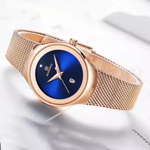 Naviforce Women Watch With Chain Strap 5004-RoseGold Blue thumbnail 3