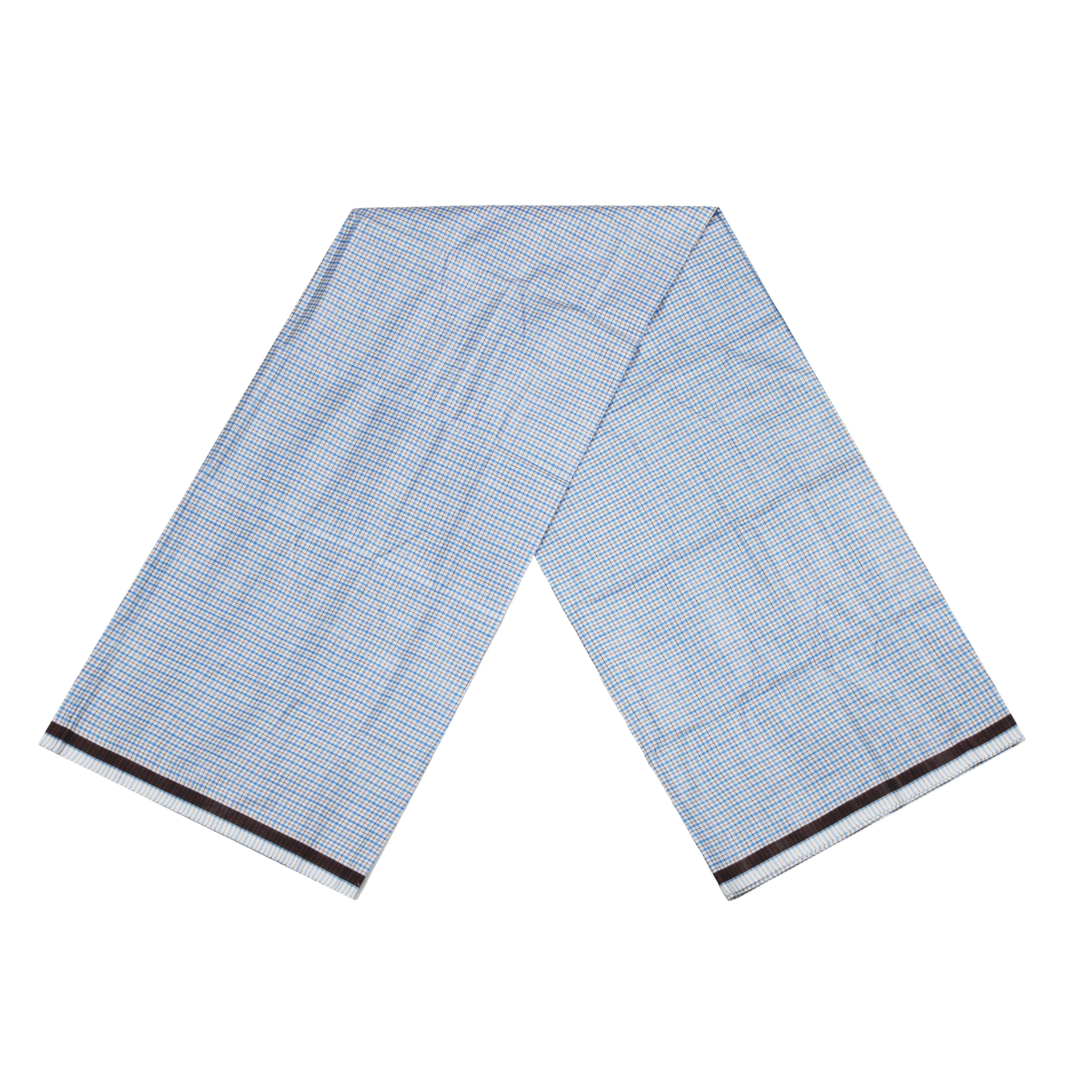 White & Blue Check Cotton Lungi-1103251