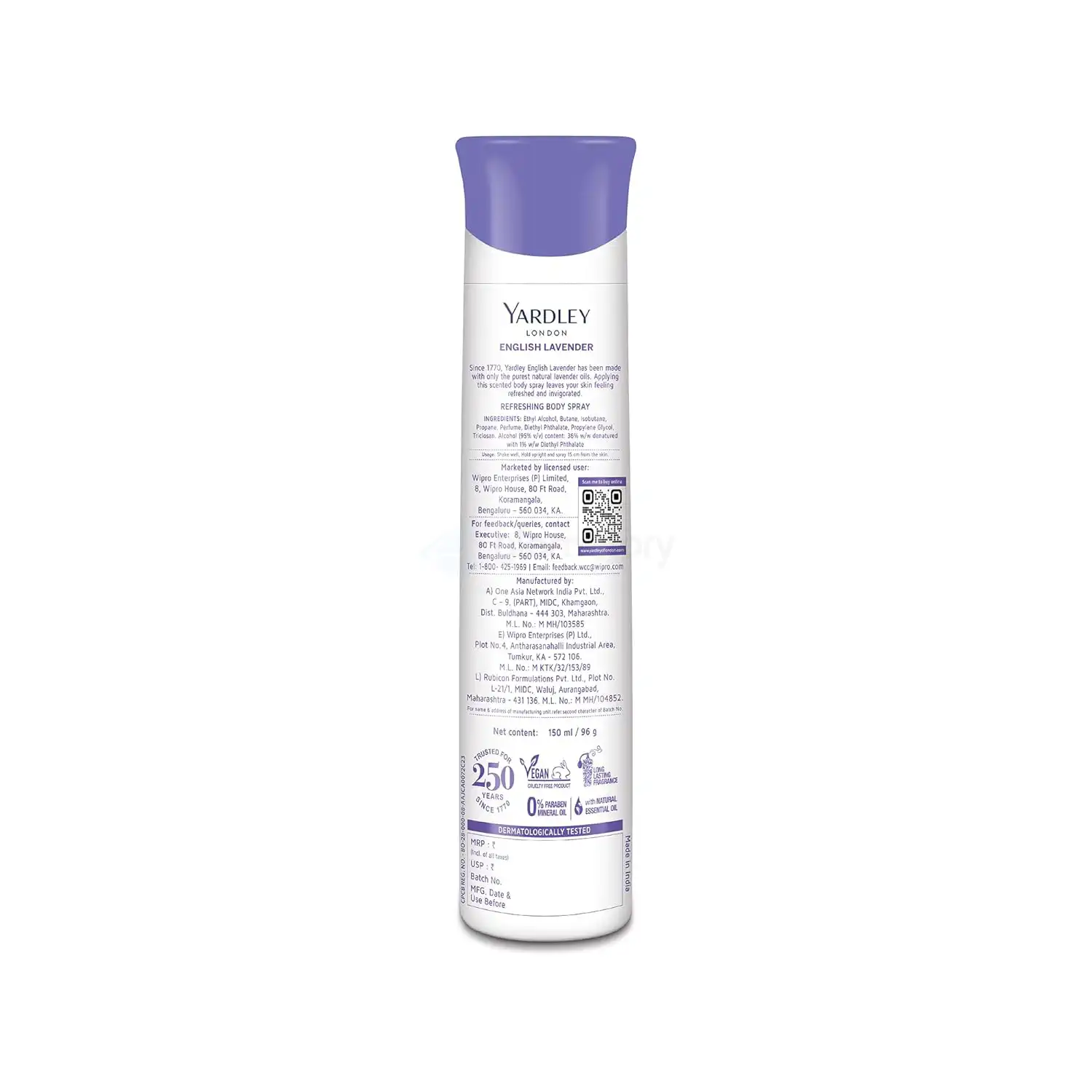 Yardley London English Lavender Body Spray-150ml thumbnail 3