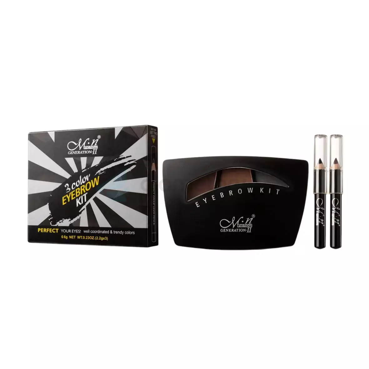 Menow 3 Color Eyebrow Kit with 2pcs Eyeliner Pencil Free