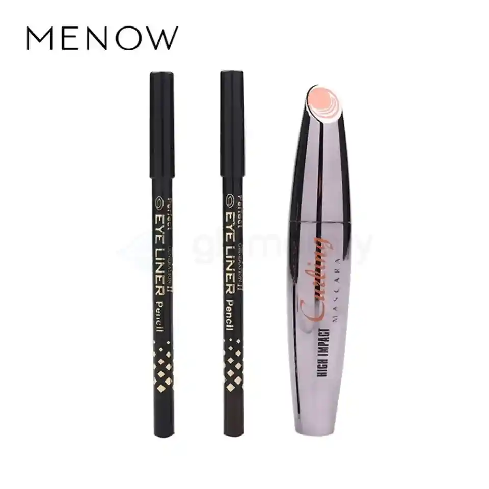 Menow High Impact Curling Mascara with Eyeliner Pencil 2pcs