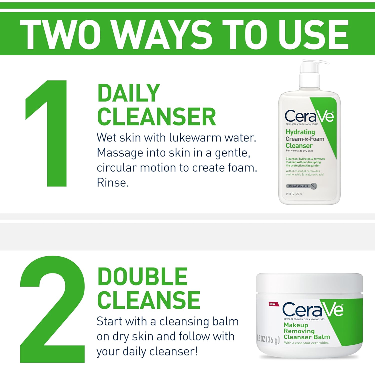 Cerave Hydrating Cream to Foam Cleanser For Normal to Dry Skin-355ml thumbnail 3