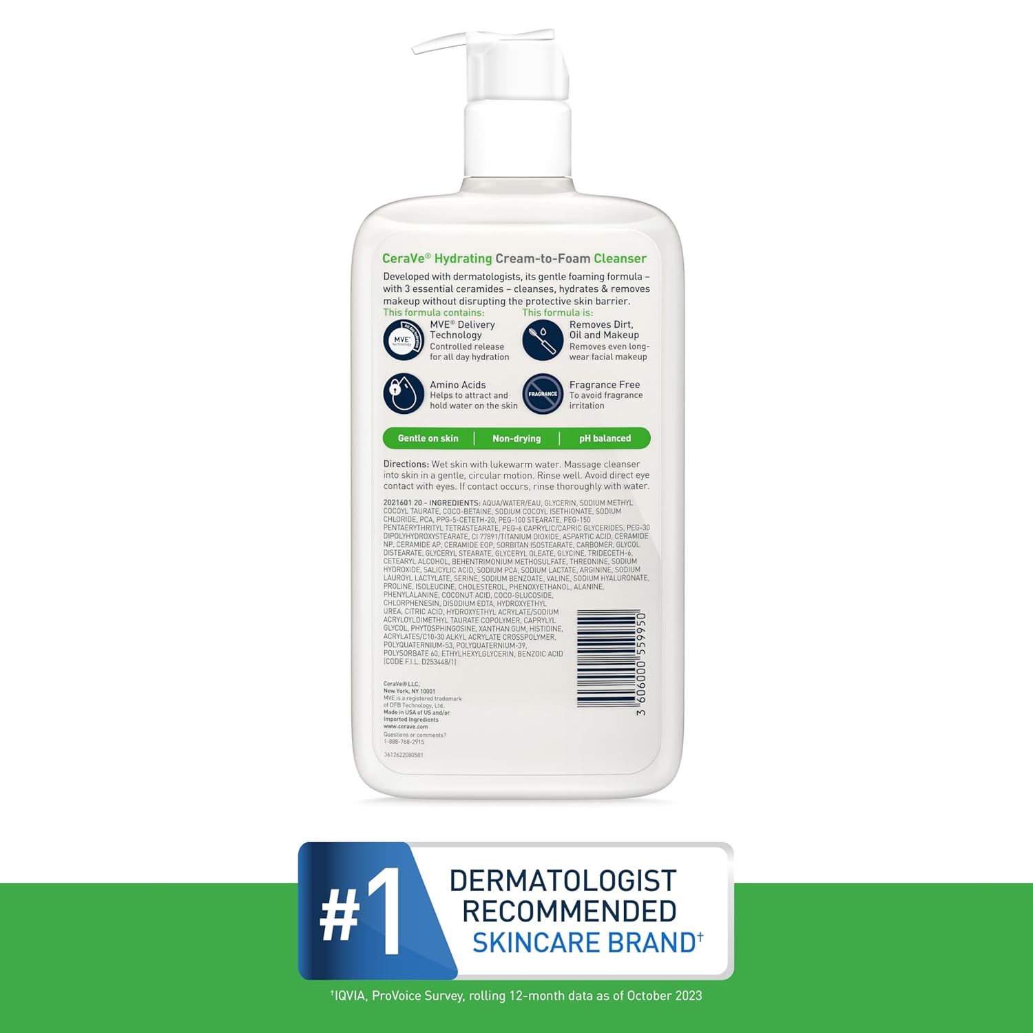 Cerave Hydrating Cream to Foam Cleanser For Normal to Dry Skin-355ml thumbnail 4