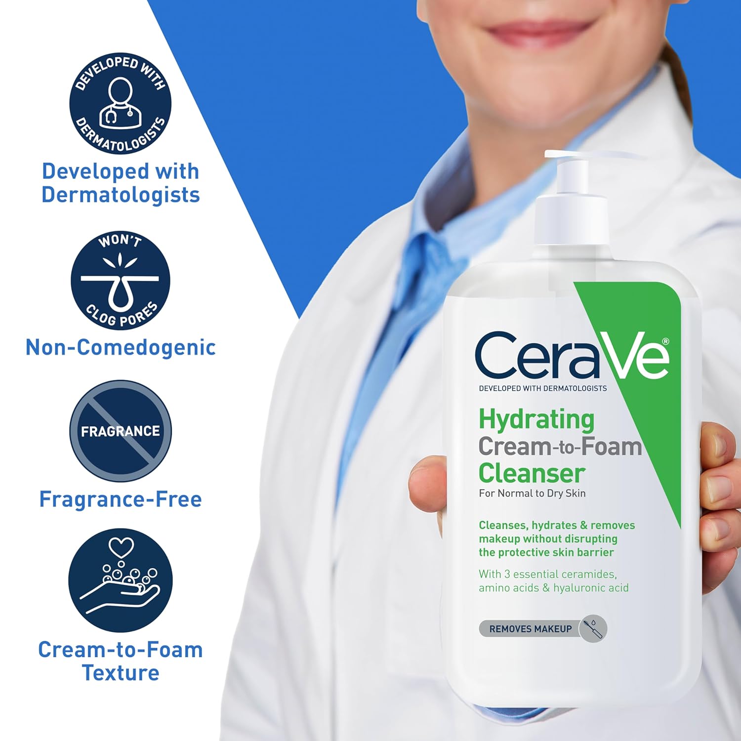 Cerave Hydrating Cream to Foam Cleanser For Normal to Dry Skin-355ml thumbnail 6
