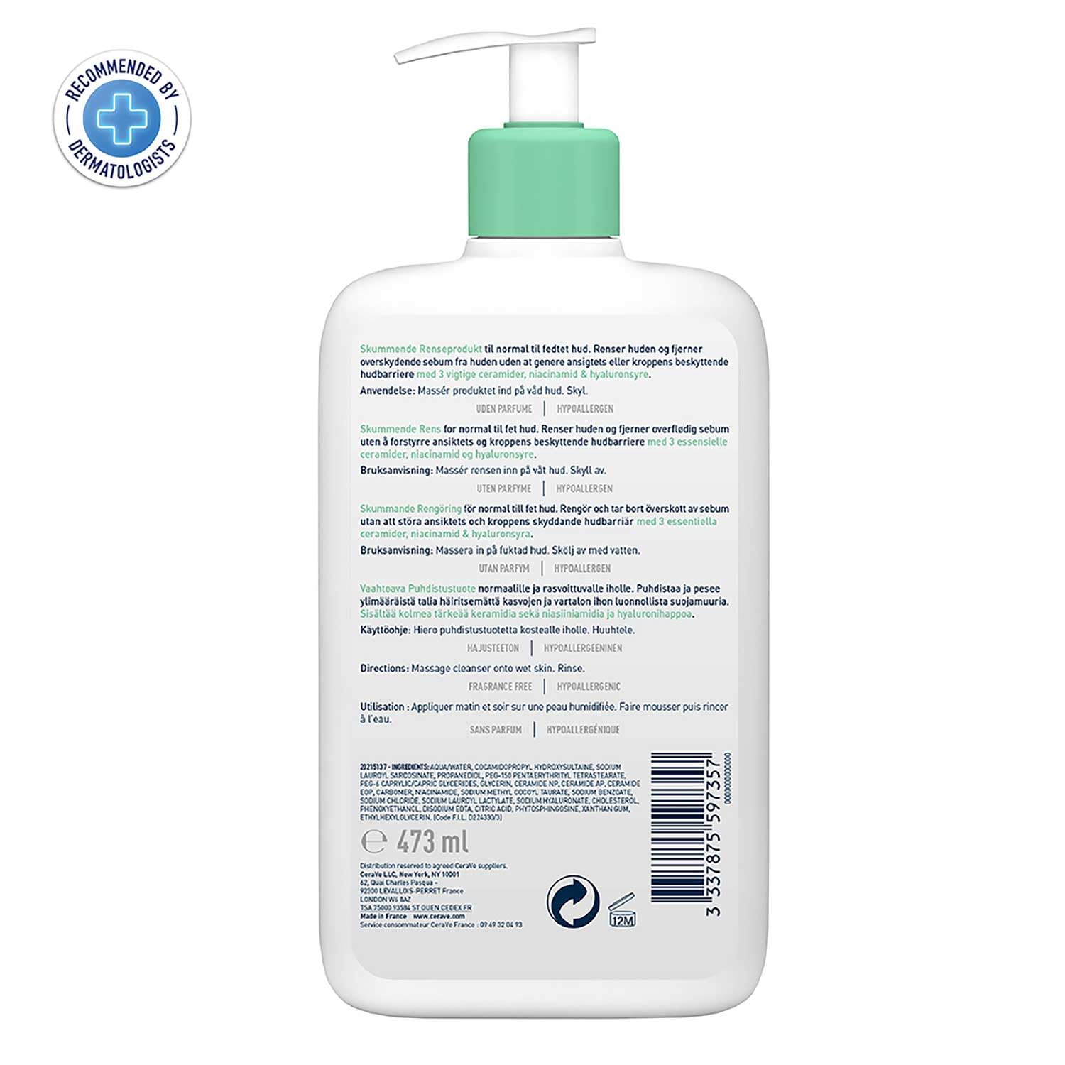 Cerave Foaming Cleanser For Normal to oily Skin-473ml thumbnail 3