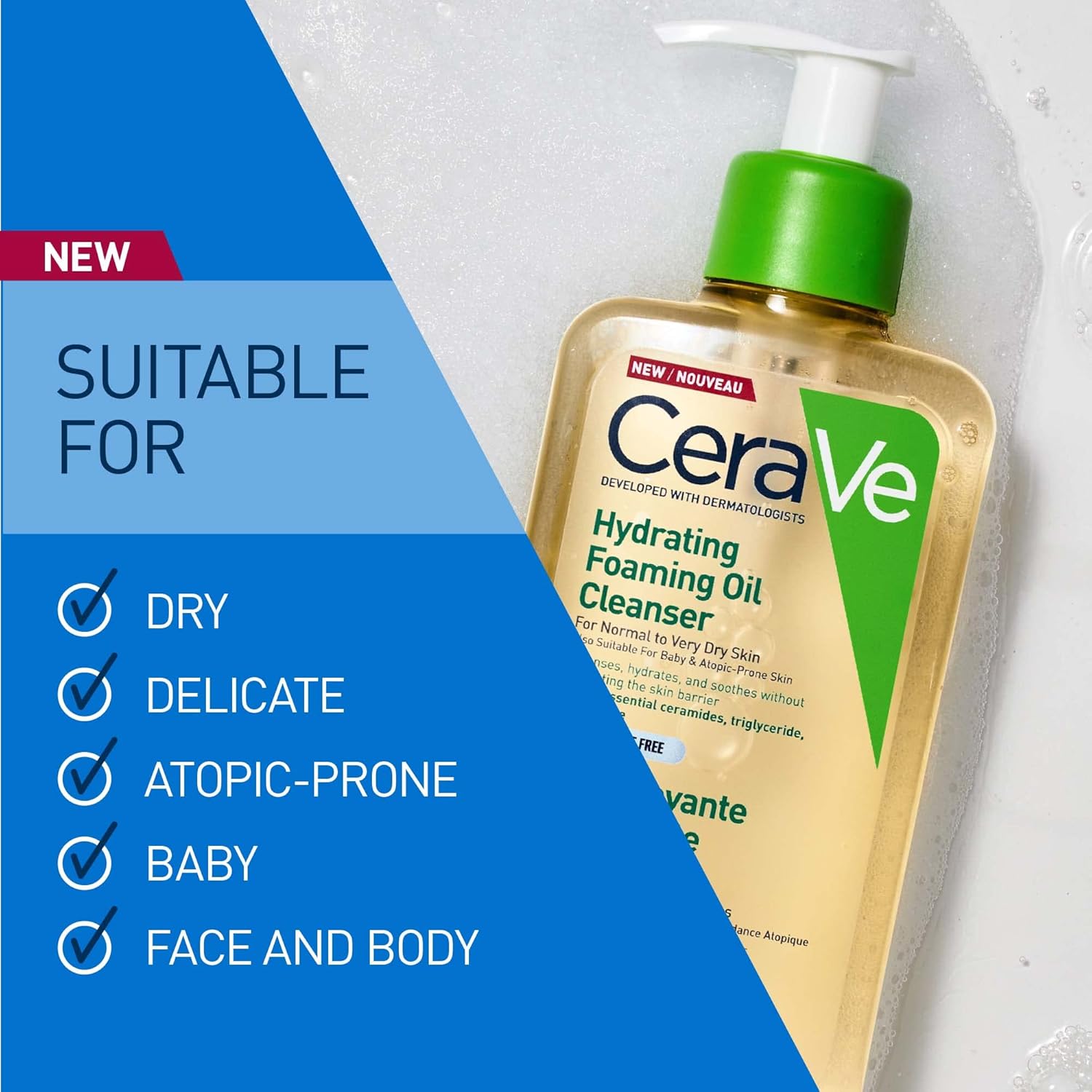 Cerave Hydrating Foaming Oil Cleanser For Normal to Very Dry Skin-473ml thumbnail 5
