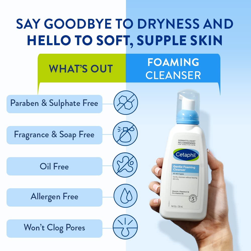 Cetaphil Gentle Foaming Cleanser for All Skin Types-236ml thumbnail 3