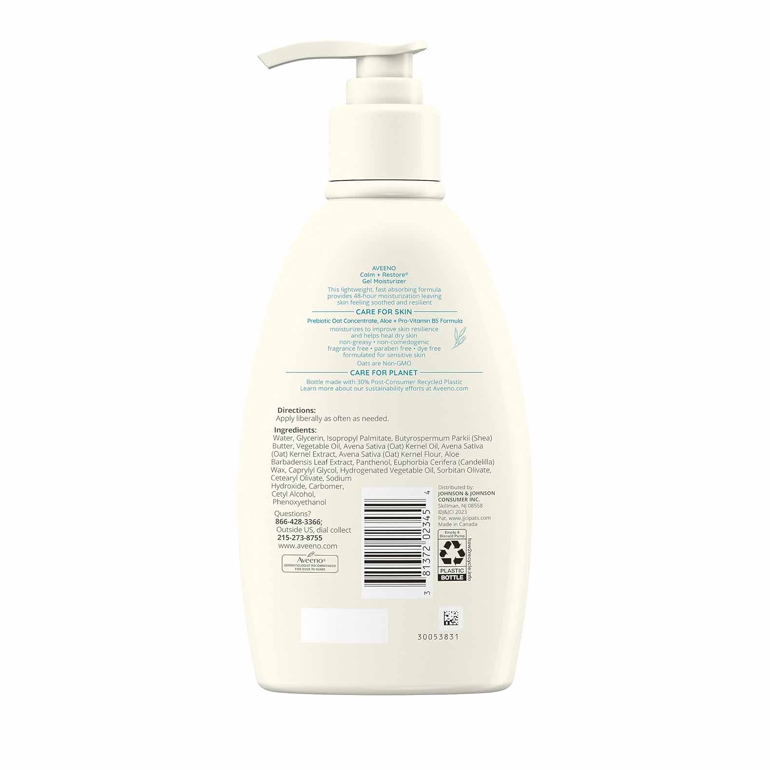 Aveeno Calm + Restore Skin Soothing Gel Moisturizer for Sensitive & Delicate Skin-340g
