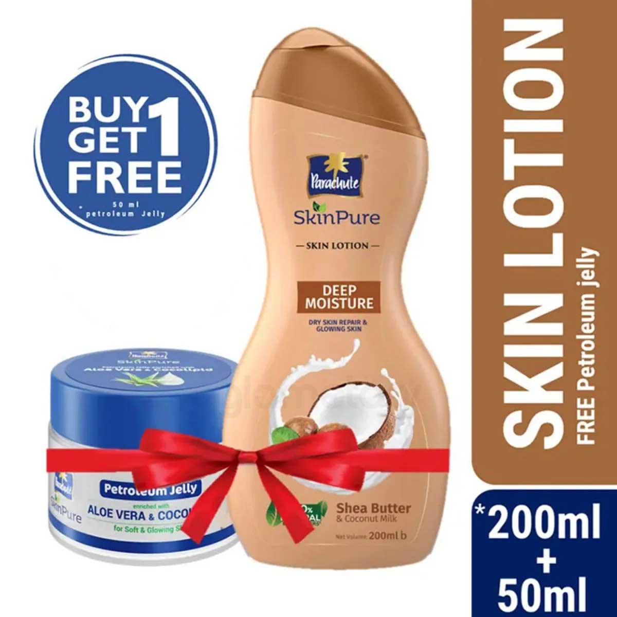 Parachute SkinPure Skin Lotion Deep Moisture-200ml Petroleum Jelly Free-50ml