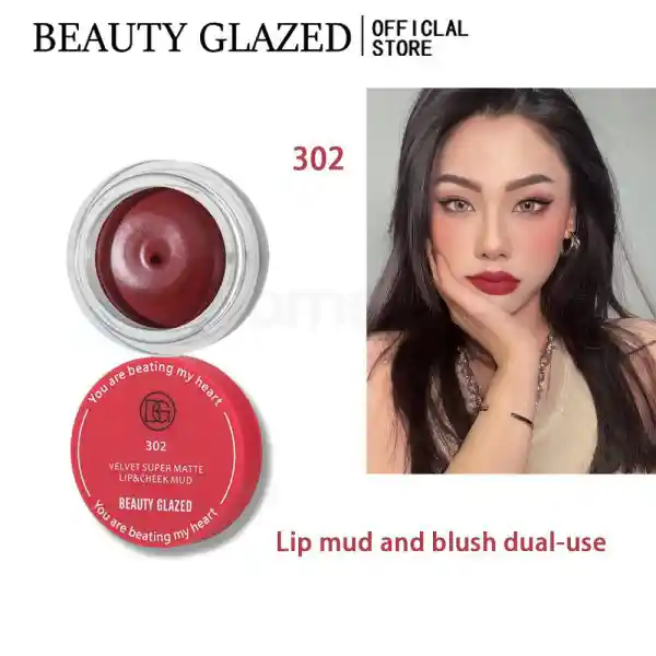 Beauty Glazed Velvet Super Matte Lip & Cheek Mud-302