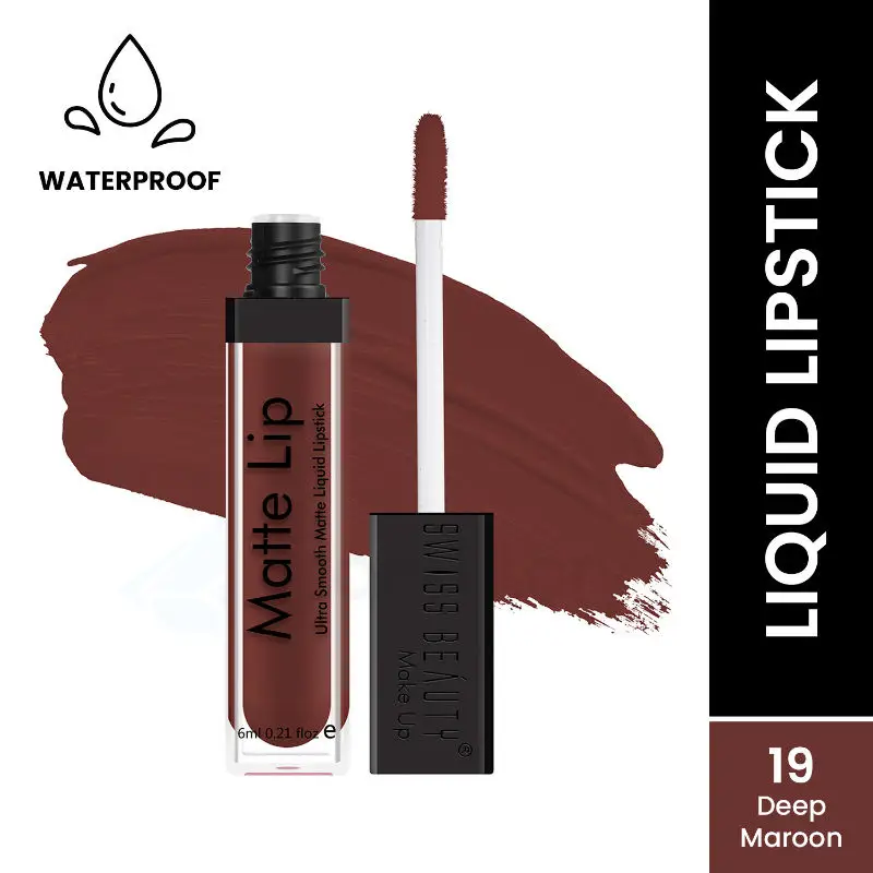 Swiss Beauty Matte Lip Ultra Smooth Lipstick Deep Maroon 19 thumbnail 3