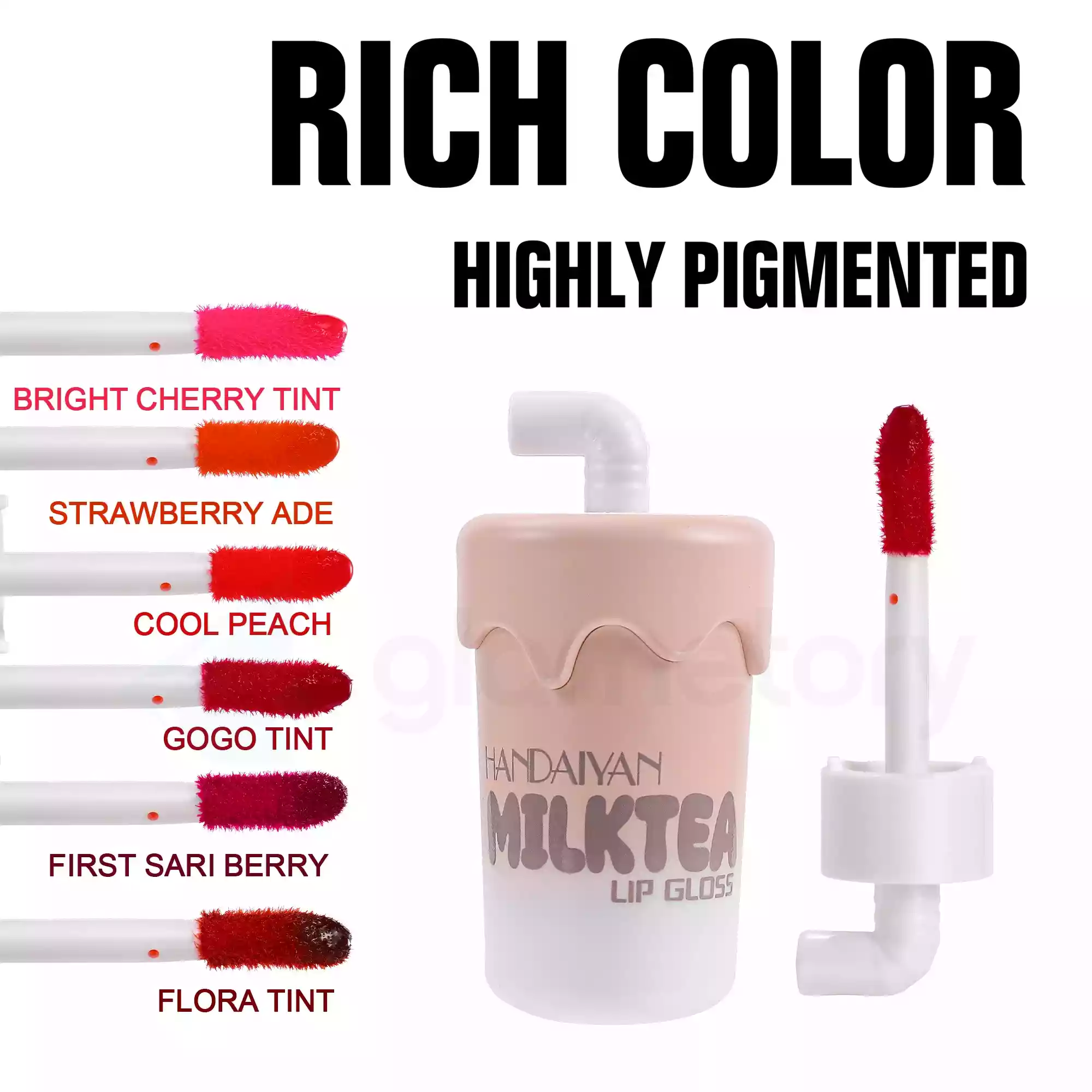 Handaiyan Milk Tea Water Gel Lip Gloss Sari Berry thumbnail 3