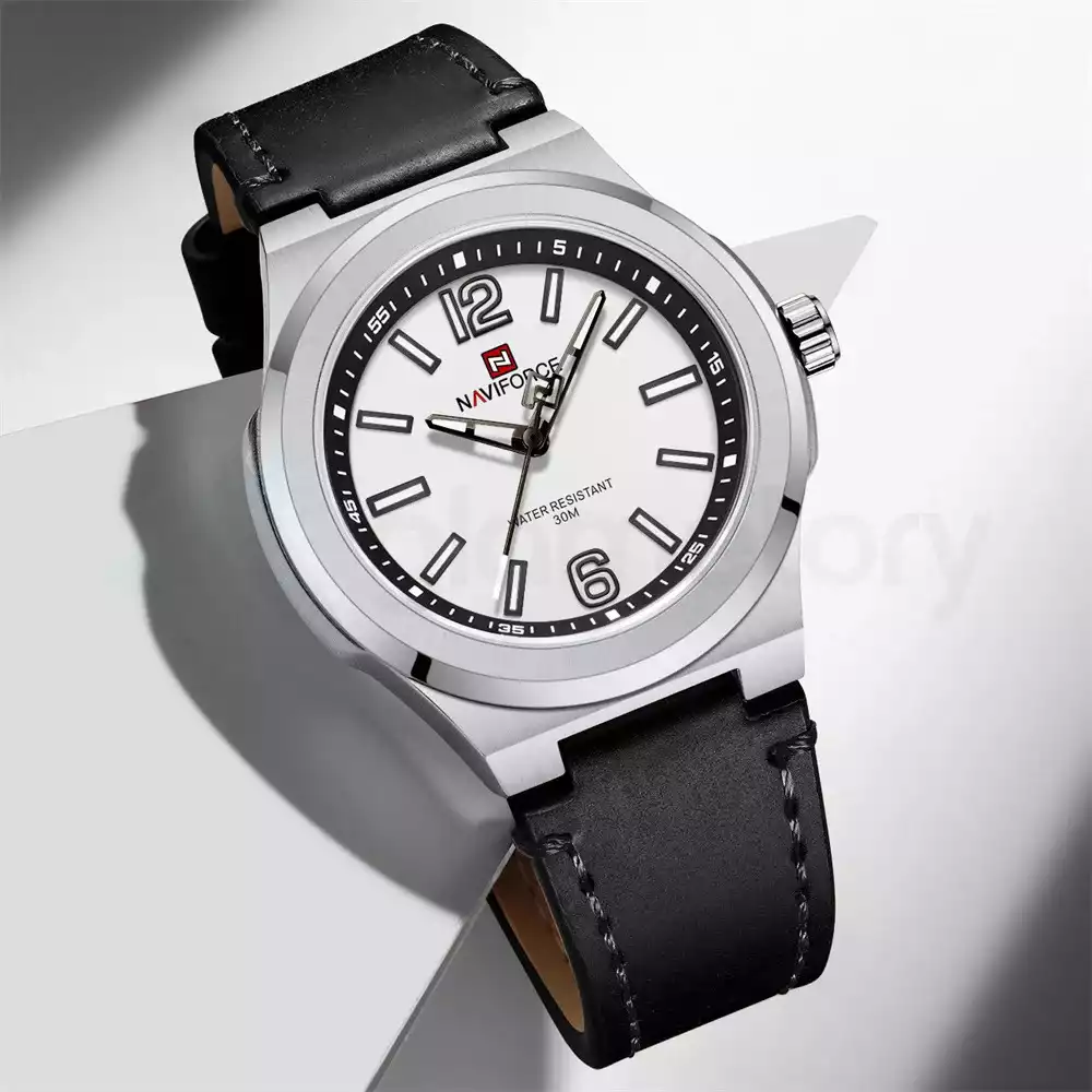 Naviforce Men's Watch with Belt Strap 9233-Black White thumbnail 3