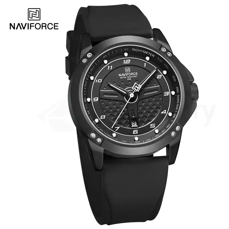 Naviforce Luxury Men's Watch with Belt Strap 8031-Black thumbnail 4