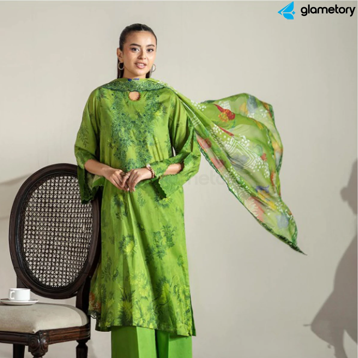Pakistani Luxury Digital Printed Lawn with Chiffon Dupatta-25022648 thumbnail 4